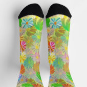 アスター&コーン花と熱帯葉の水彩 ソックス (上部)
