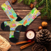 アスター&コーン花と熱帯葉の水彩 ソックス