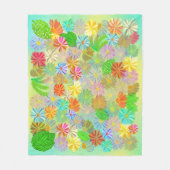 アスター&コーン花と熱帯葉の水彩 フリースブランケット (正面)