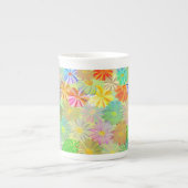アスター&コーン花と熱帯葉の水彩 ボーンチャイナマグカップ (正面)