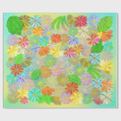 アスター&コーン花と熱帯葉の水彩 ラッピングペーパー (フラット)