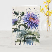 アスター 水彩の花 カード (黄色い花)
