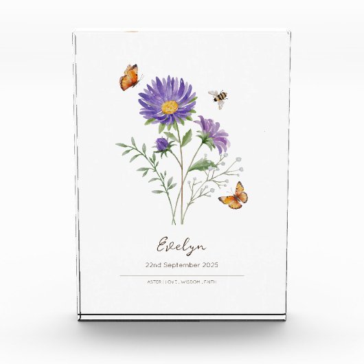 アスター 誕生月の花 フォトブロック (正面)