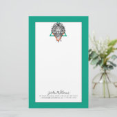 アステカで幾何学的なライオンのポートレート|はあなたの名前を加えます 便箋 (スタンド正面)