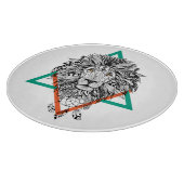 アステカで幾何学的なライオンのポートレート カッティングボード (角)