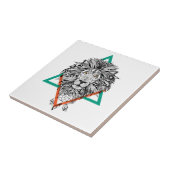 アステカで幾何学的なライオンのポートレート タイル (側面)