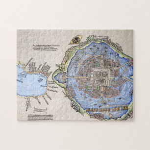 アステカで重要なTenochtitlanの旧式な地図 ジグソーパズル
