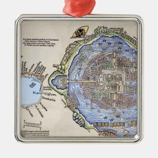 アステカで重要なTenochtitlanの旧式な地図 メタルオーナメント (正面)