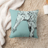 アステカなろうけつ染めのティール(緑がかった色)の緑象/パーソナライズ クッション (ブランケット)