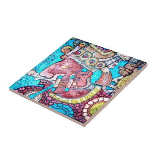 アステカなインドのマヤの寺院の高僧のレリーフ、浮き彫りのタイル タイル (側面)