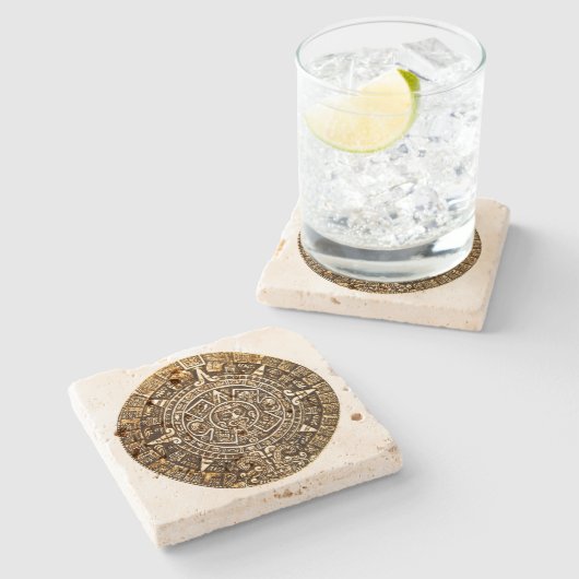 アステカなカレンダーの石のコースター ストーンコースター (横)