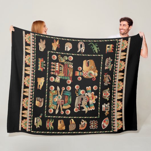 アステカなカレンダー フリースブランケット (インサイチュ)