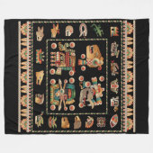 アステカなカレンダー フリースブランケット (正面(横))