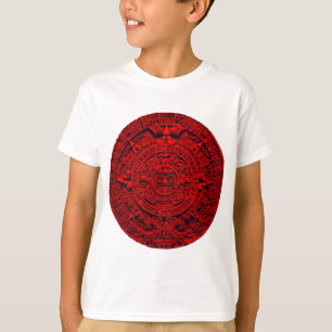 アステカなカレンダー-赤 Tシャツ