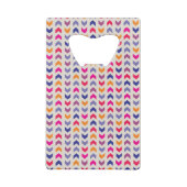 アステカなシェブロンのカラフルパターン クレジットカード栓抜き (裏面)