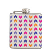 アステカなシェブロンのカラフルパターン フラスク (正面)
