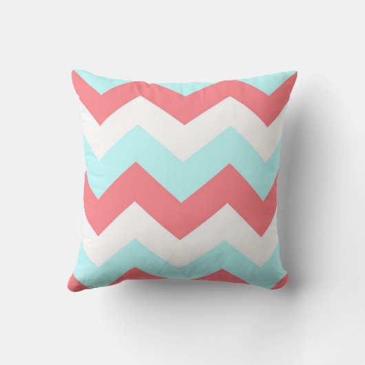 アステカなシェブロンのジグザグ形の枕珊瑚の水の白 クッション (裏面)