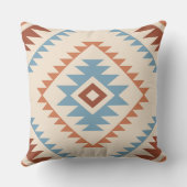 アステカなスタイルのモチーフLgパターン青いCrmのテラコッタ クッション (裏面)