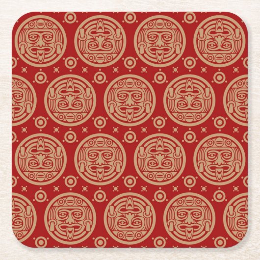 アステカなパターン スクエアペーパーコースター (正面)