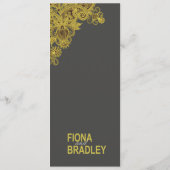 アステカなペイズリーの夕食メニュー黄色の木炭 メニュー (裏面)