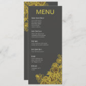 アステカなペイズリーの夕食メニュー黄色の木炭 メニュー (正面/裏面)