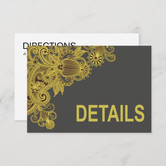 アステカなペイズリーの結婚式の方向黄色い木炭 エンクロージャーカード (正面/裏面)