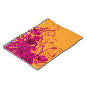 アステカなペイズリーの花嫁のプランナー-暗い赤紫色のネクタリン ノートブック (左側)