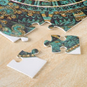 アステカなマヤの古代円形ディスクカレンダー ジグソーパズル (側面)