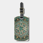 アステカなマヤの古代円形ディスクカレンダー ラゲッジタグ (正面縦)