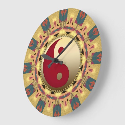 アステカな日光のYinYangの風水の家の装飾の時計 ラージ壁時計 (傾斜)