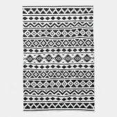 アステカな本質の白の縦のPtn IIの黒 キッチンタオル (縦)