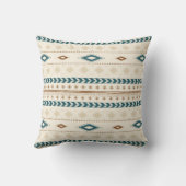 アステカな種族のプリントのニュートラルはベージュティール（緑がかった色）を茶色にします クッション (裏面)