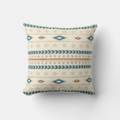 アステカな種族のプリントのニュートラルはベージュティール（緑がかった色）を茶色にします クッション (正面)