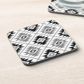 アステカな記号の様式化された大きいPtnの白黒の灰色 コースター (左側)