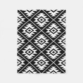 アステカな記号の黒の様式化された大きいPtnの白 フリースブランケット (正面)