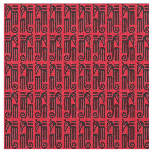 アステカな鳥のモチーフ ファブリック (クローズアップ)