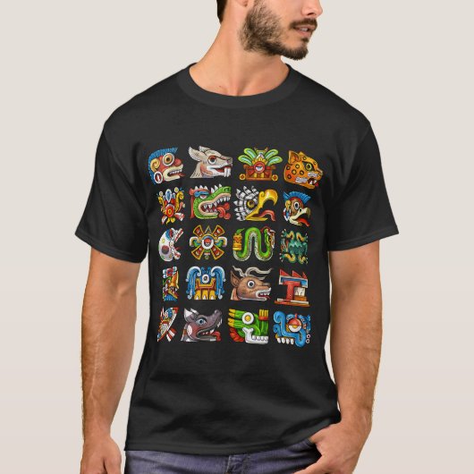 アステカのグリフシンボル Tシャツ (正面)