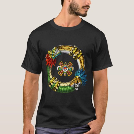 アステカのケツァルコアトル・ジャガー Tシャツ (正面)