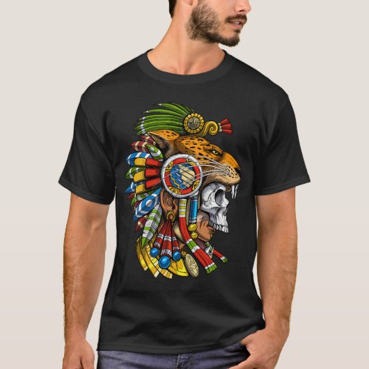 アステカのジャガーの頭蓋骨の仮面 Tシャツ (正面)