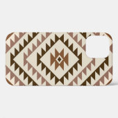 アステカのダイヤモチーフデザイン ブラウン+クリーム Case-Mate iPhoneケース (裏面 (横))