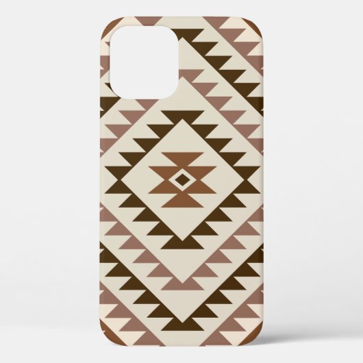 アステカのダイヤモチーフデザイン ブラウン+クリーム Case-Mate iPhoneケース (裏面)