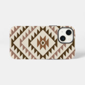 アステカのダイヤモチーフデザイン ブラウン+クリーム iPhoneケース (裏面横)