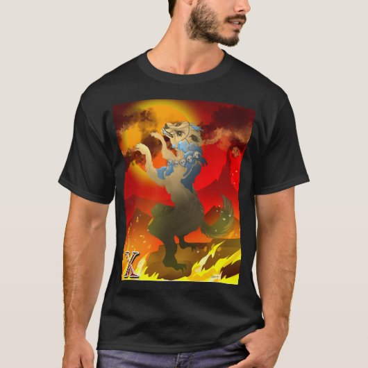 アステカの死者の犬デザイン Tシャツ (正面)