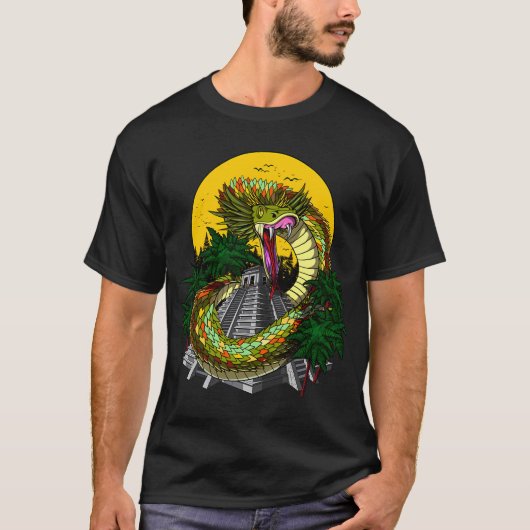 アステカの神ケツァルコアトル Tシャツ (正面)