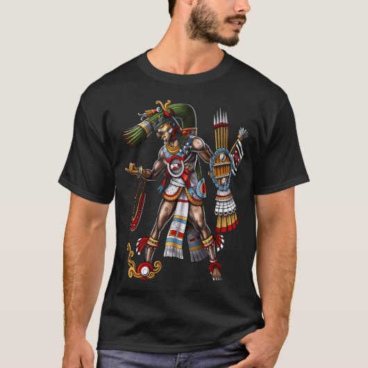 アステカの神テスカトリポカ Tシャツ (正面)