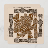 アステカの鷹の戦士 古代アート 招待状 (正面/裏面)