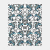 アステカイルカ模様 フリースブランケット (正面)