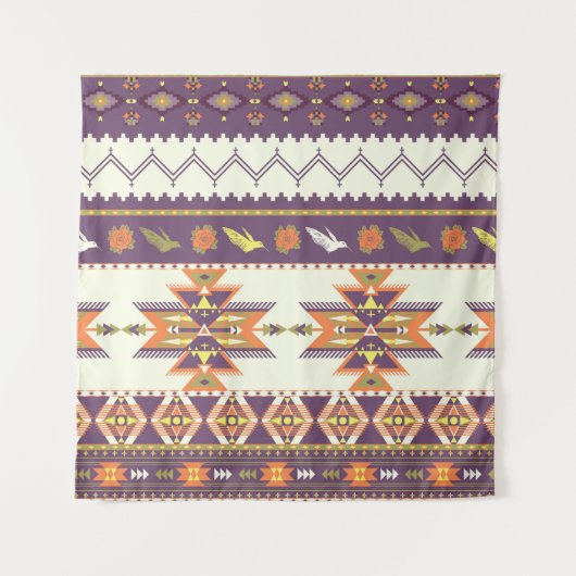 アステカカラフルシームレ鮮やかスパターン タペストリー (正面)