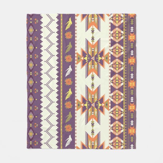 アステカカラフルシームレ鮮やかスパターン フリースブランケット (正面)