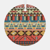 アステカカラフル:鳥、花の模様。 ガラスオーナメント (裏面)